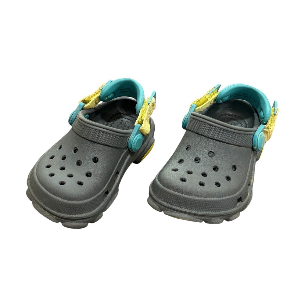 Crocs Kids All Terrain Clogs Grey Size C5 Adjustable Strap Summer Beach Comfort‎